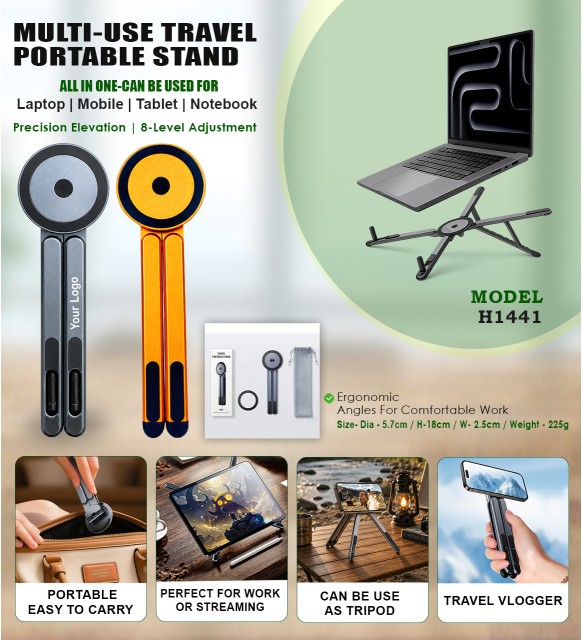 H1441 Multi-Use Travel Portable Stand for Laptop, Mobile & Tablet | Foldable Corporate Gift