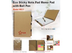 H811 Eco-Friendly Spiral Memo Pad with Pen for Corporate Gifting