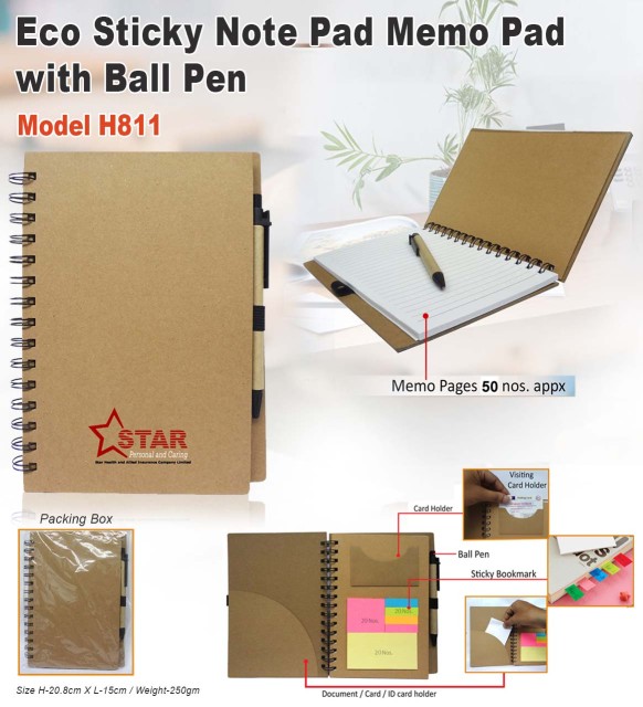 Eco Sticky Pad-Memo Pad With Pen