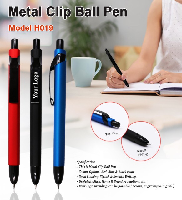 Plastic Ball Pen with Metal Clip – Custom Logo Branding