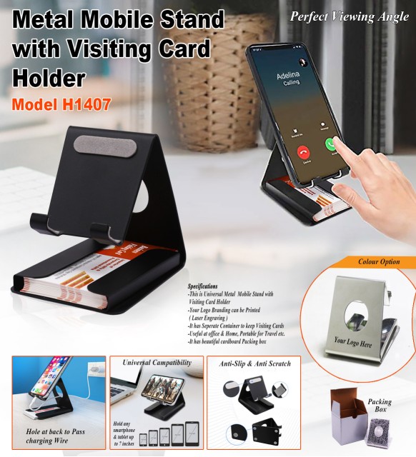 Metal Mobile Stand with Visiting Card Holder